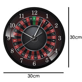 Poker Roulette Silent Non Ticking Wall Clock Las Vegas Game Room Wall Art Decor Timepiece Clock Watch Gambling Casino Gift