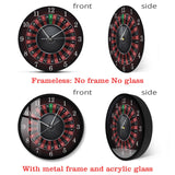 Poker Roulette Silent Non Ticking Wall Clock Las Vegas Game Room Wall Art Decor Timepiece Clock Watch Gambling Casino Gift