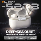 Sansui W28 ANC Bluetooth Earbuds -52dB Noise Cancelling, 6 Mic HD Call, In-Ear Detection, Comfort Fit Earphones for Sports/Work