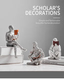 Home desk top bookshelf decoration reading woman resin crafts small ornaments