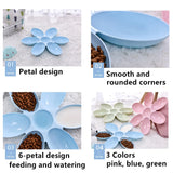 6 In 1 Petal Pet Dog Cat Food Container Drinking Water Feeding Cat Dish Plastic Bowl Pet Feeder Waterer Pet Supplies Feeder Wate