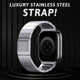New Upgrade Magnetic Buckle Link For Apple Watch Ultra 2 49mm Band 9 8 7 45mm 44mm Adjustable Stainless Steel Bracelet 42 Strap