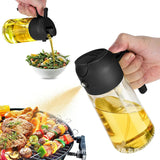 2in1 470ml Glass Spray Oil Sprayer Bottle Spray Oil Dispenser Oil Jar Cruet BBQ Kitchen Baking Roasting Picnic Kitchen Tool