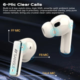 Sansui W28 ANC Bluetooth Earbuds -52dB Noise Cancelling, 6 Mic HD Call, In-Ear Detection, Comfort Fit Earphones for Sports/Work