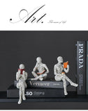 Home desk top bookshelf decoration reading woman resin crafts small ornaments