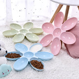 6 In 1 Petal Pet Dog Cat Food Container Drinking Water Feeding Cat Dish Plastic Bowl Pet Feeder Waterer Pet Supplies Feeder Wate