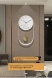 Bedroom Living Room Modern Decoration Single Pendulum Battery Driven Non Ticking Swinging Wall Clock