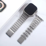 New Upgrade Magnetic Buckle Link For Apple Watch Ultra 2 49mm Band 9 8 7 45mm 44mm Adjustable Stainless Steel Bracelet 42 Strap