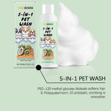 5-in-1 Pet Shampoo for Dogs & Cats, Botanical Extracts Nourishes Prevents Matting Easy Combing,