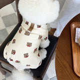 Waterproof Cotton Jacket with Bear Print, Warm Winter Coat, Four-Legged Dog Clothes, Chihuahua, Poodle, Bichon Puppy Accessories