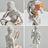 Home desk top bookshelf decoration reading woman resin crafts small ornaments