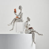 Home desk top bookshelf decoration reading woman resin crafts small ornaments