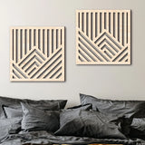 2pcs Wooden Wall Ornament Hollow Line Wall Craft Decor Wall Panel Decor For Living Room Study Home Office Decor Wood Wall