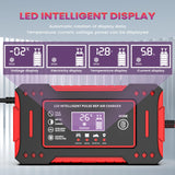 6A 12V Intelligent Car Battery Charger Car and Motorcycle Battery Charging Unit Lead-Acid Battery Repair LCD Display