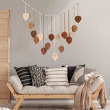 Boho Home Decoration, Macrame Tapestry Macrame Leaf Feather Wall Hanging Decor for Living Room Bedroom, Boho Wall Art Home Decor