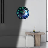Creative Earth Luminous Wooden Wall Clock Living Room Bedroom Kitchen Home Decoration Wall Clock Silent Quartz Clock Holiday Gift 13.4inch Inch 16inch (No Battery)