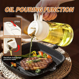 2in1 470ml Glass Spray Oil Sprayer Bottle Spray Oil Dispenser Oil Jar Cruet BBQ Kitchen Baking Roasting Picnic Kitchen Tool