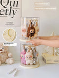 Labubu Pendant Display Box Rotating Transparent Labubu Doll Handmade Blind Box Storage Display Stand Decorative Ornament Gifts